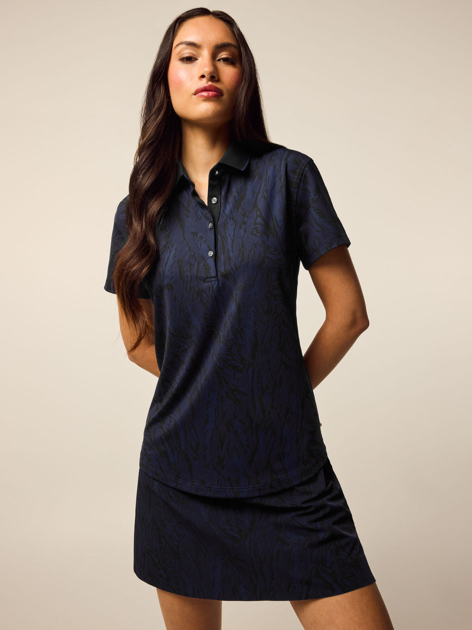 Greyson Clothiers Scarlett Painted Feather Short Sleeve Polo