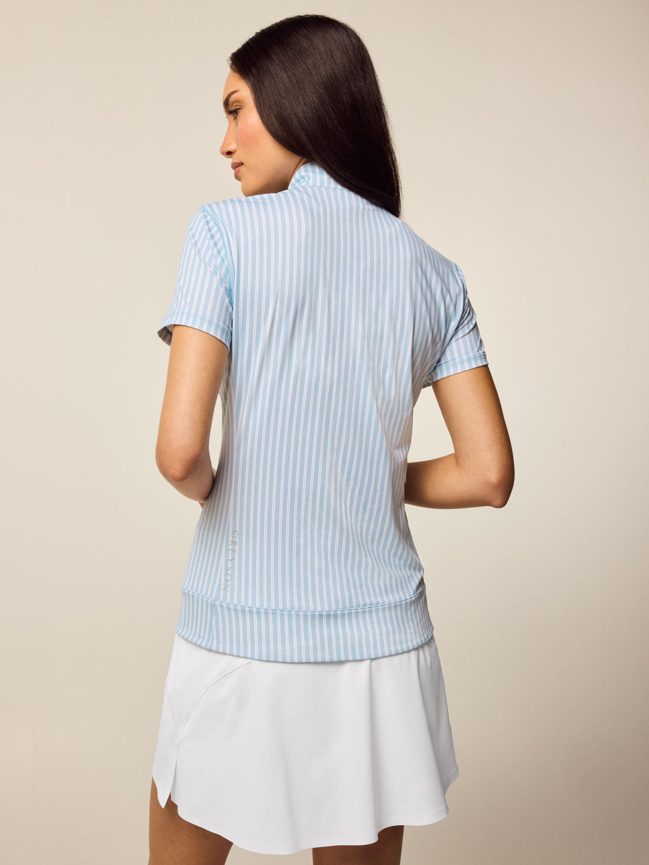 Greyson Clothiers Halley Windsor Stripe Short Sleeve Quarter-Zip