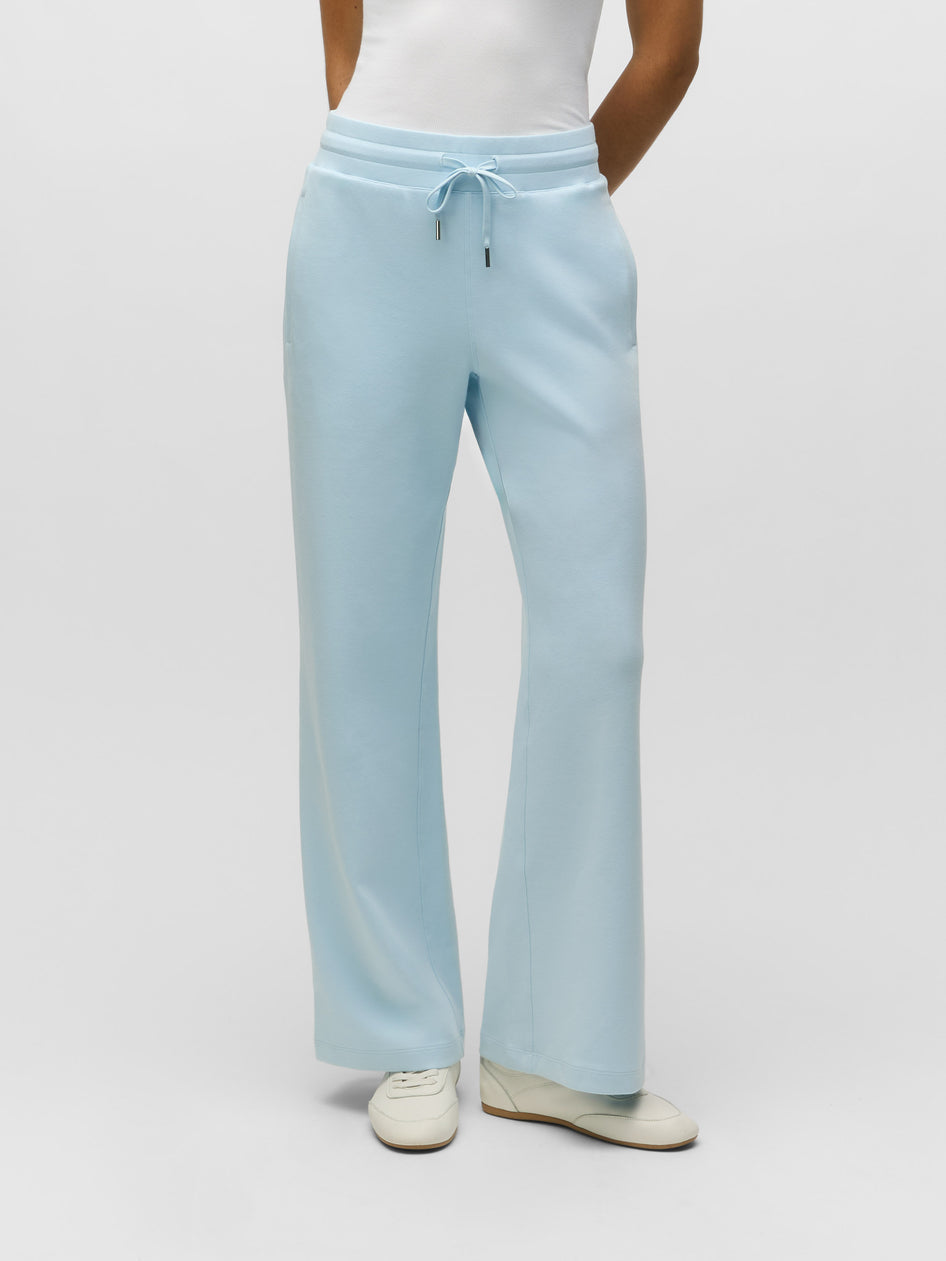 Mineral Mist Cotton-Blend Drawstring Pant - Front View On Model | Greyson Clothiers