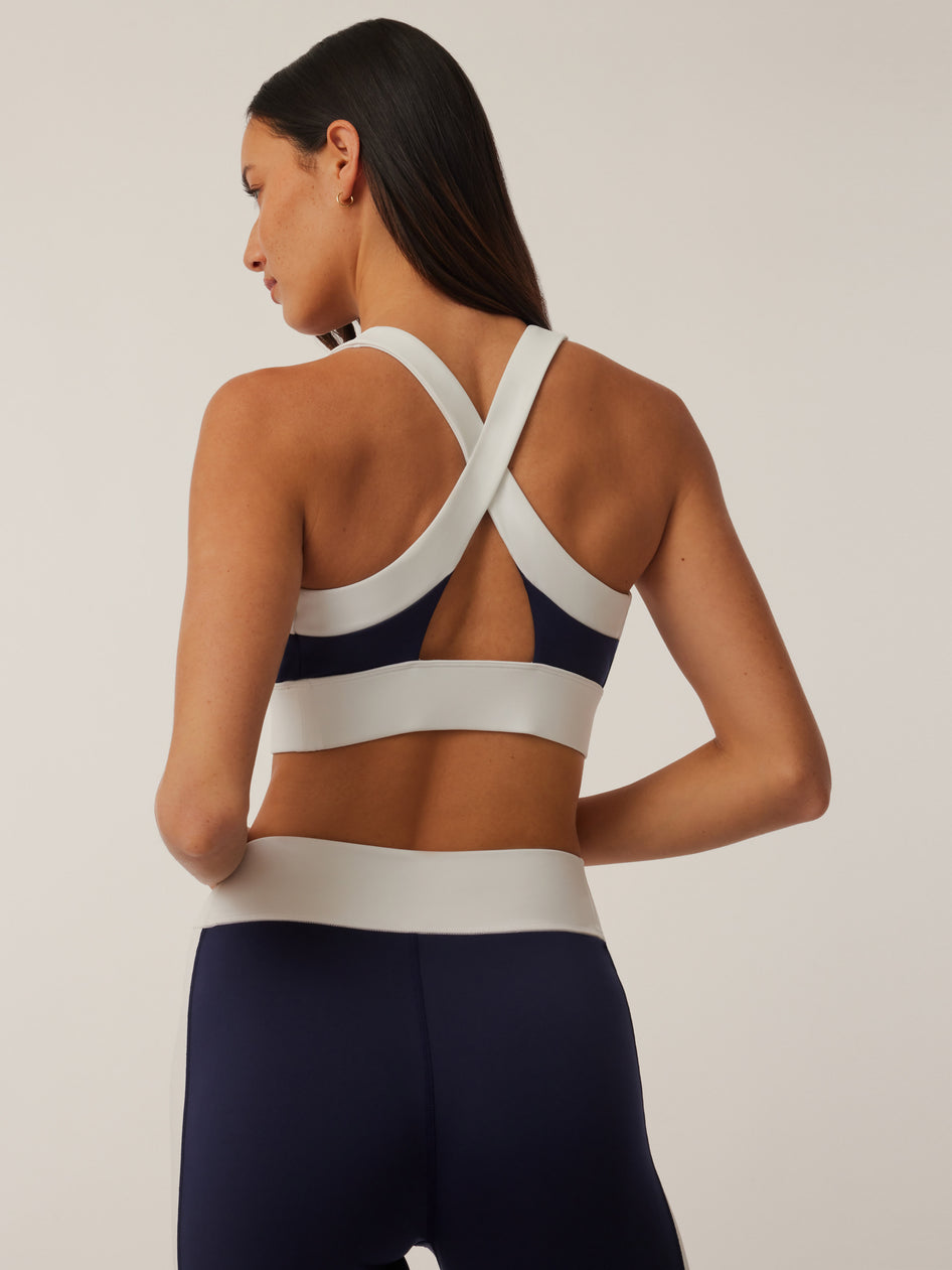 Greyson Clothiers Luna Two Tone Sports Bra in MALTESE BLUE