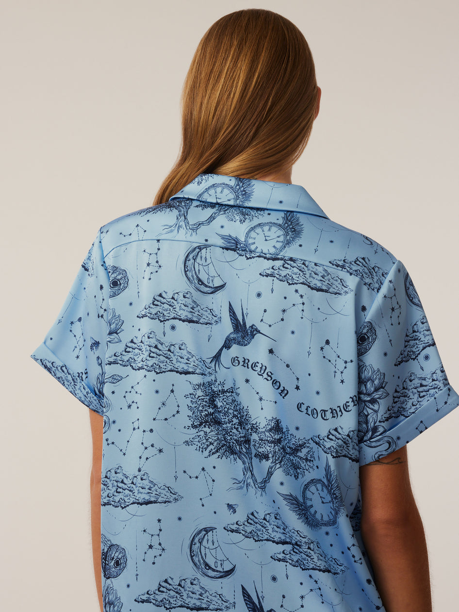 Greyson Clothiers Moon Diamond Camp Shirt in WOLF BLUE