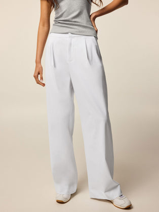 Arctic Italian Stretch Wide Leg Trouser - Front View On Model | Greyson Clothiers
