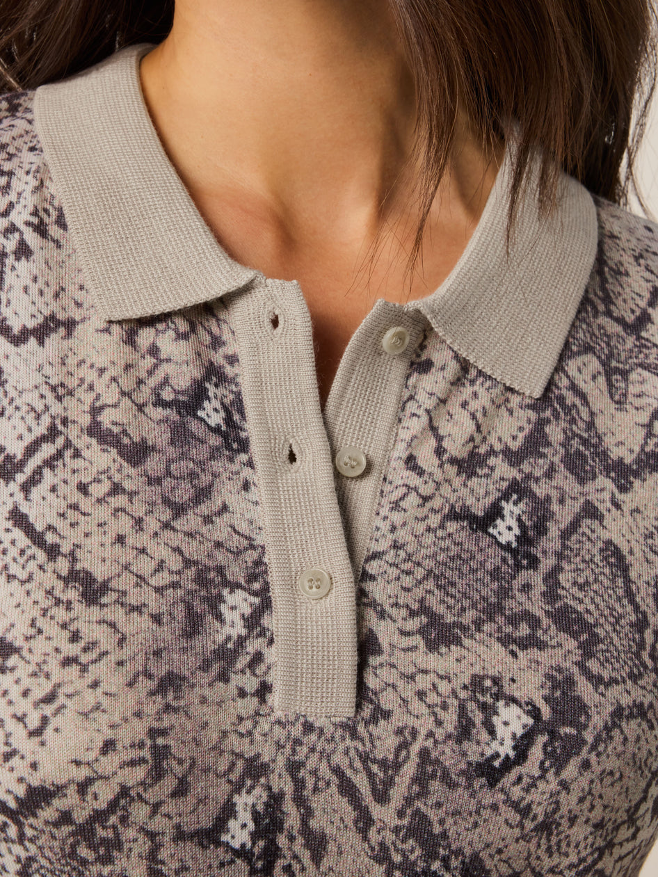 Greyson Clothiers Wolf Scales Bardot Short Sleeve Sweater Polo