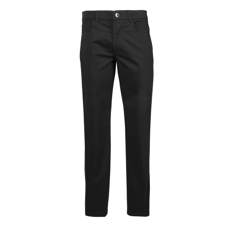 Pebble Cotton-Twill Amagansett 5-Pocket Pant in Black - Front View | Greyson Clothiers