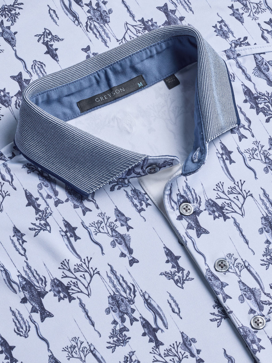 Greyson Clothiers Fishing Line Polo in ASH