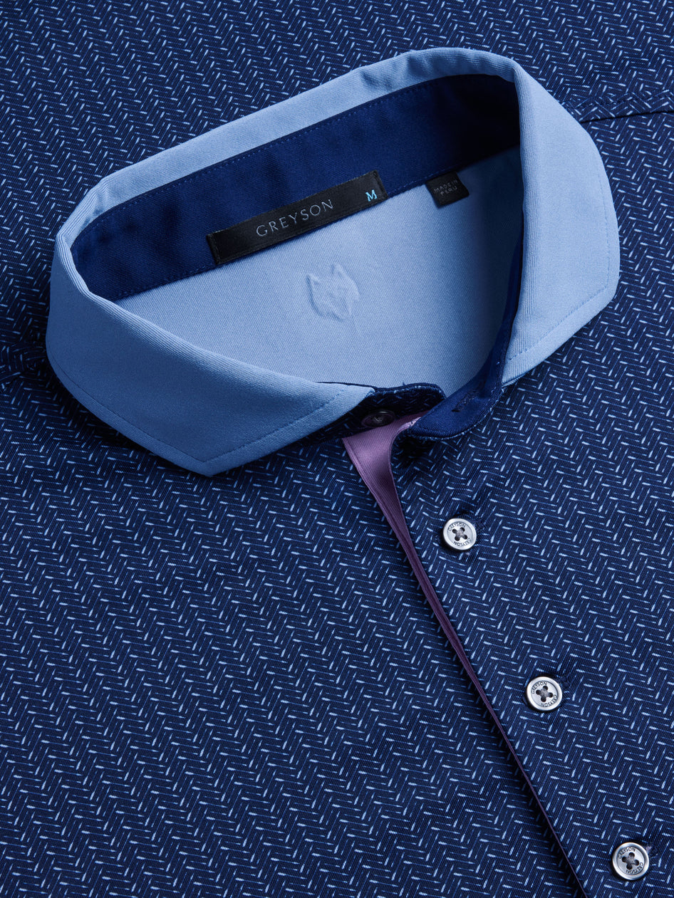 Greyson Clothiers Herringbow Polo in MALTESE BLUE