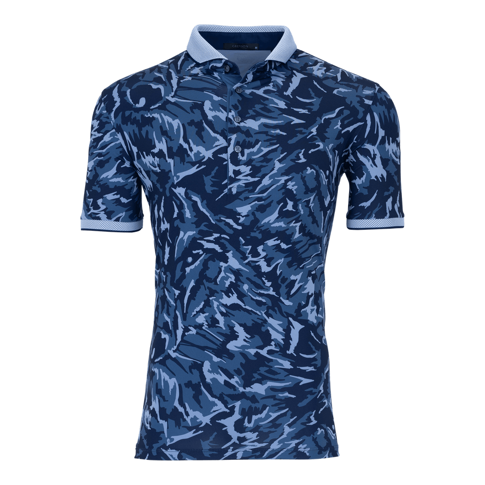 Greyson Clothiers Midas Wolf Camo Polo in FJORD