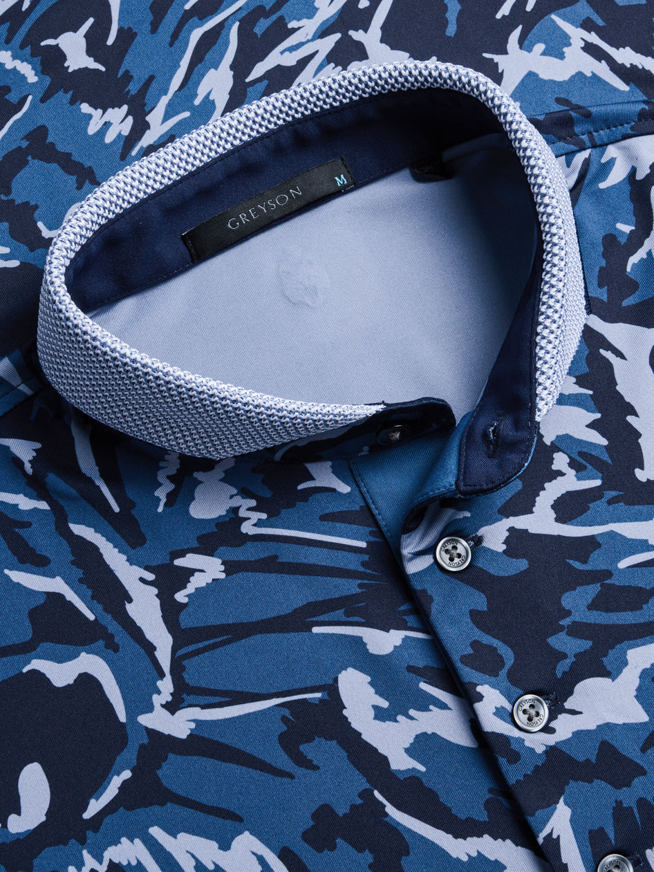 Greyson Clothiers Midas Wolf Camo Polo in FJORD
