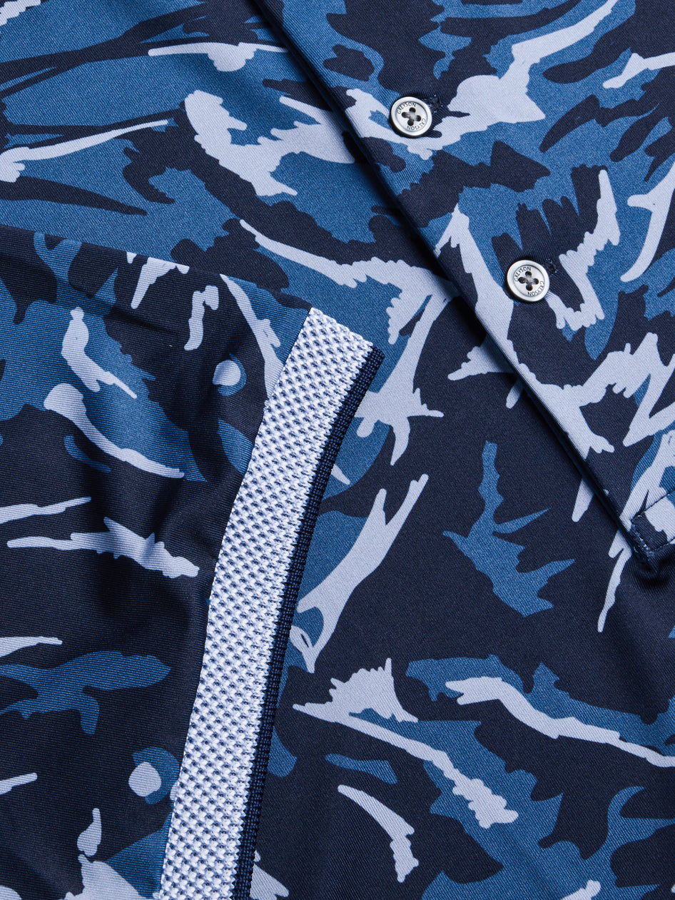 Greyson Clothiers Midas Wolf Camo Polo in FJORD