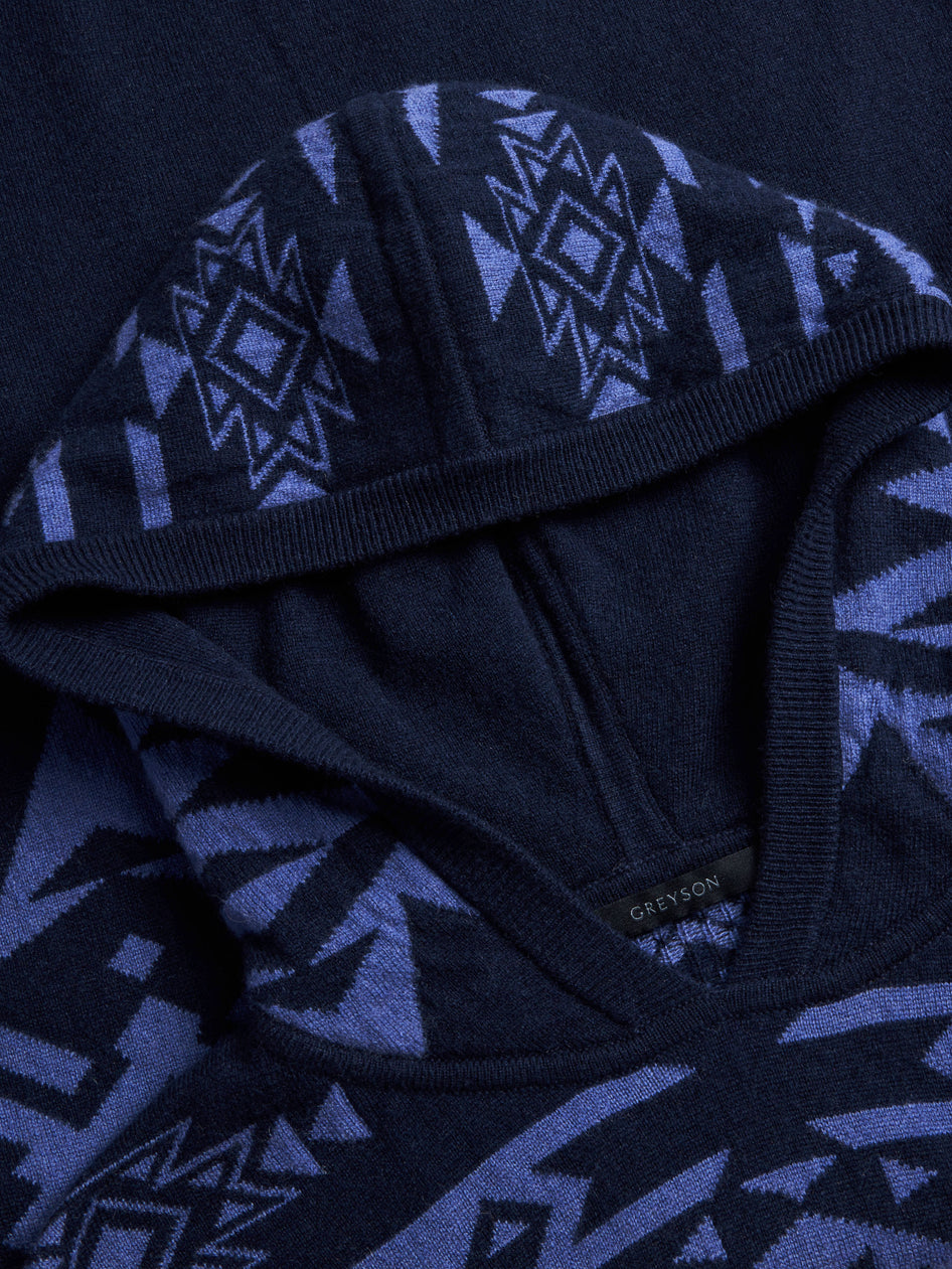 Greyson Clothiers Nordic Fair Isle Sweater Hoodie in MALTESE BLUE