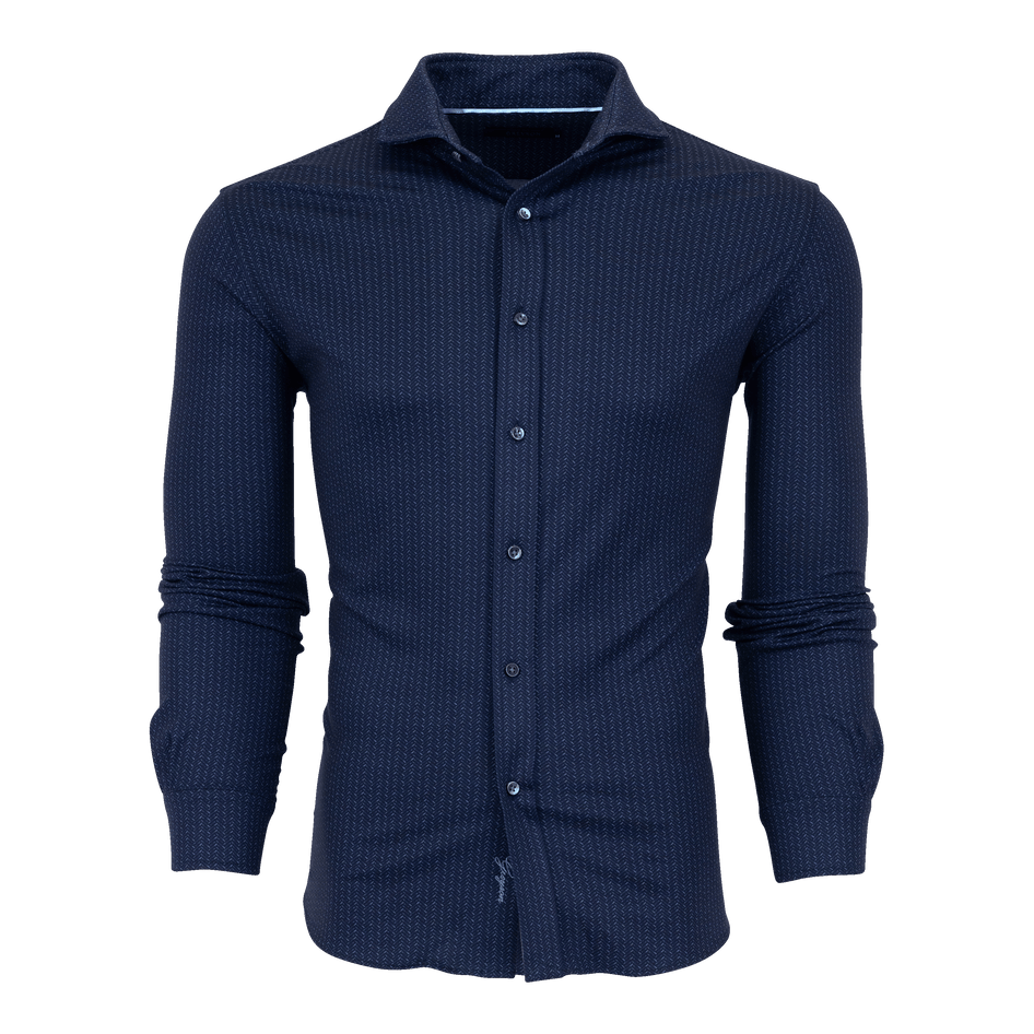 Greyson Clothiers Herringbow Woodward Knit Shirt in MALTESE BLUE