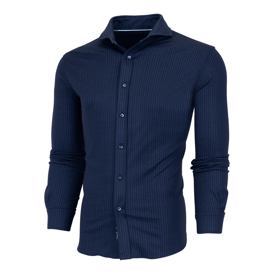 Greyson Clothiers Herringbow Woodward Knit Shirt in MALTESE BLUE
