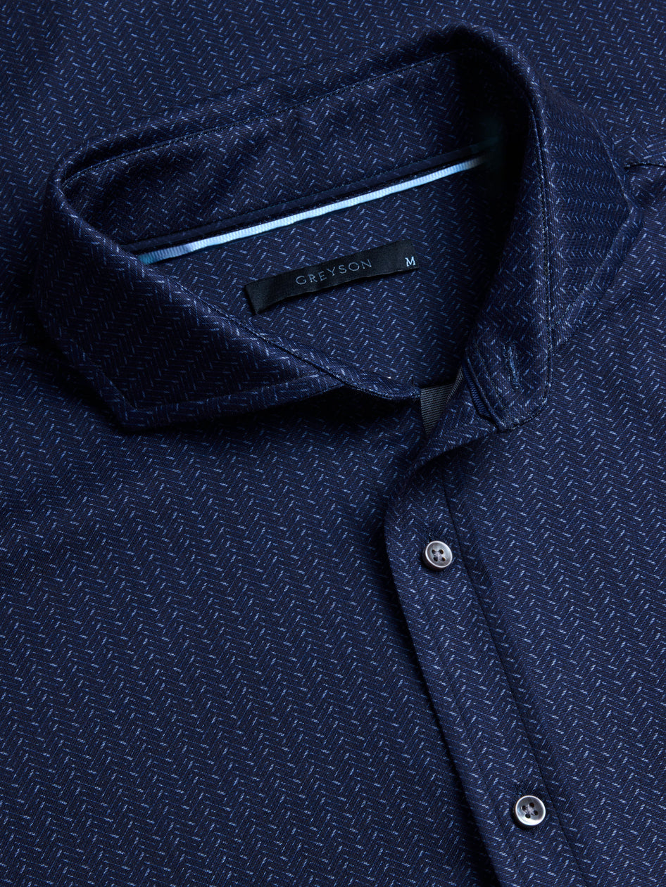 Greyson Clothiers Herringbow Woodward Knit Shirt in MALTESE BLUE