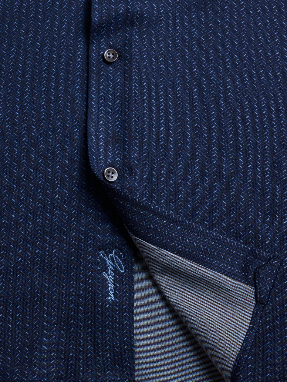 Greyson Clothiers Herringbow Woodward Knit Shirt in MALTESE BLUE
