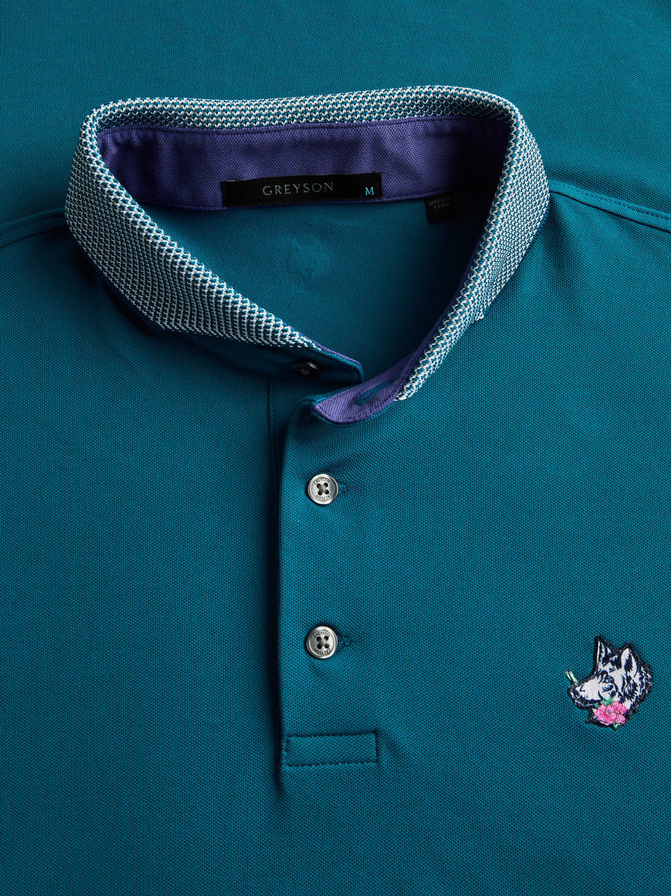 Greyson Clothiers Garden Of Wolves Cherokee Polo in SEA TURTLE