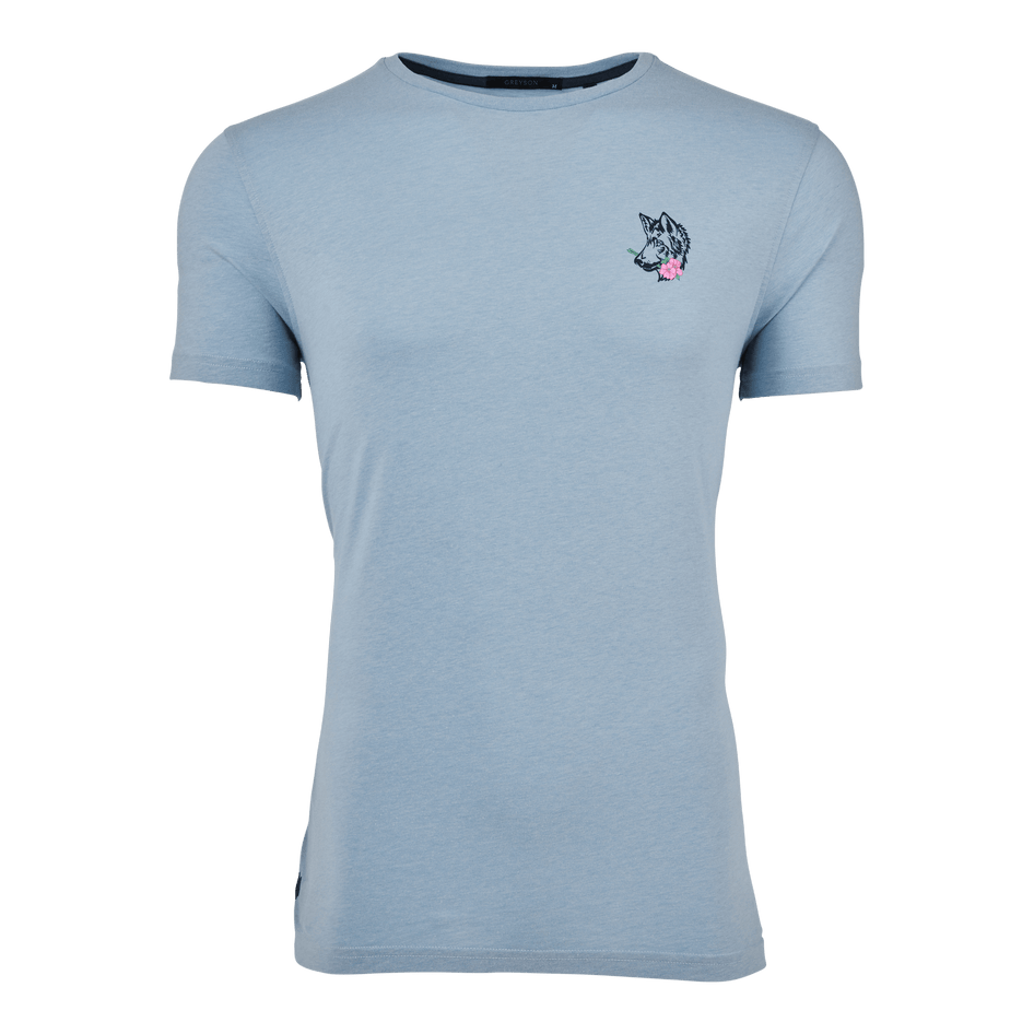 Greyson Clothiers Garden Of Wolves Spirit Crewneck Tee in WOLF BLUE