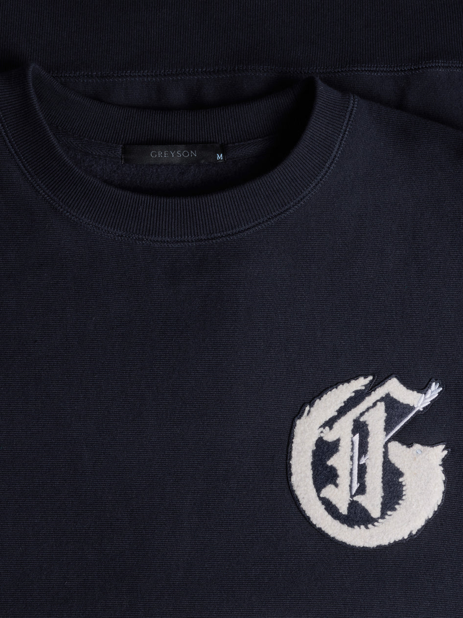 Greyson Clothiers Wolf "G" Crewneck Sweatshirt in MALTESE BLUE
