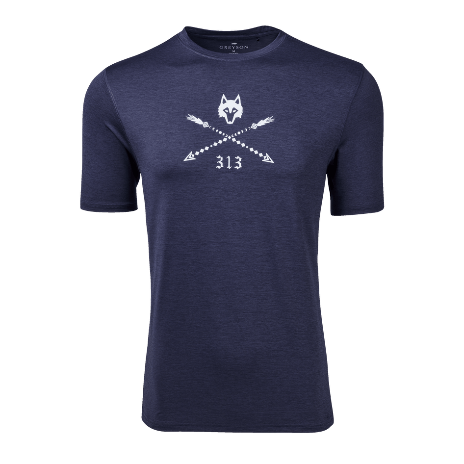 Greyson Clothiers Where The Wolves Are Guide Sport Short Sleeve Tee in MALTESE BLUE