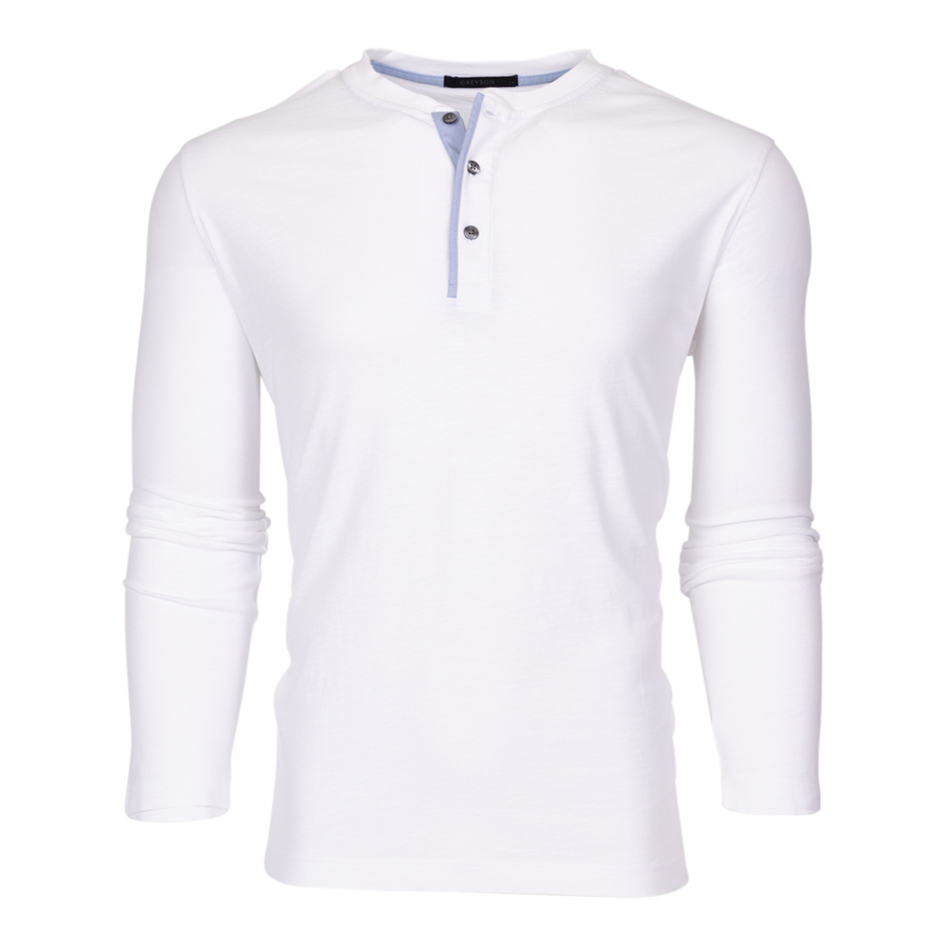 Greyson Clothiers Alpha Slub Long Sleeve Henley in ARCTIC
