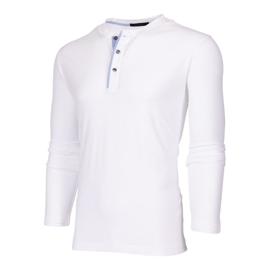 Greyson Clothiers Alpha Slub Long Sleeve Henley in ARCTIC