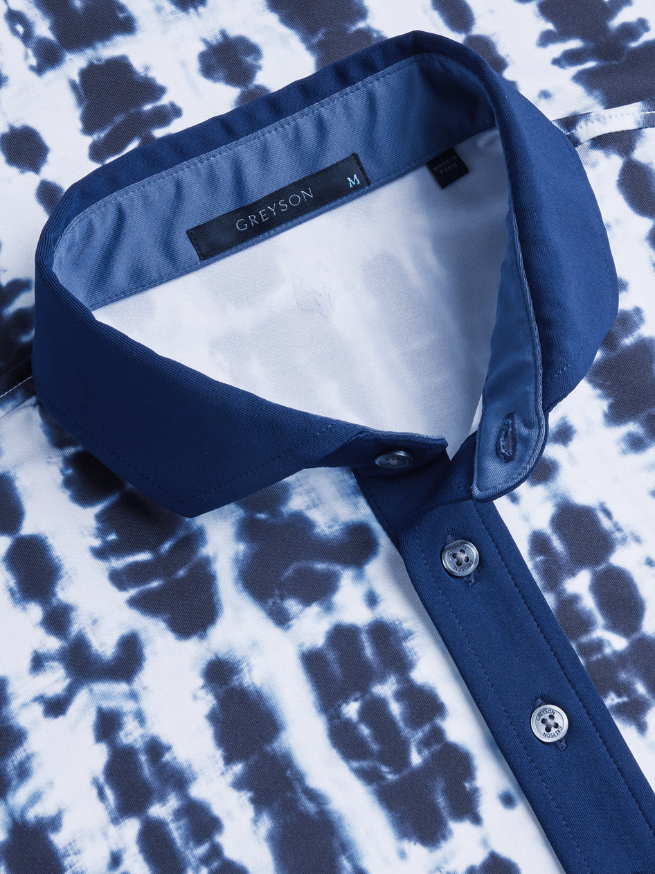 Greyson Clothiers Shibori Polo in MALTESE BLUE