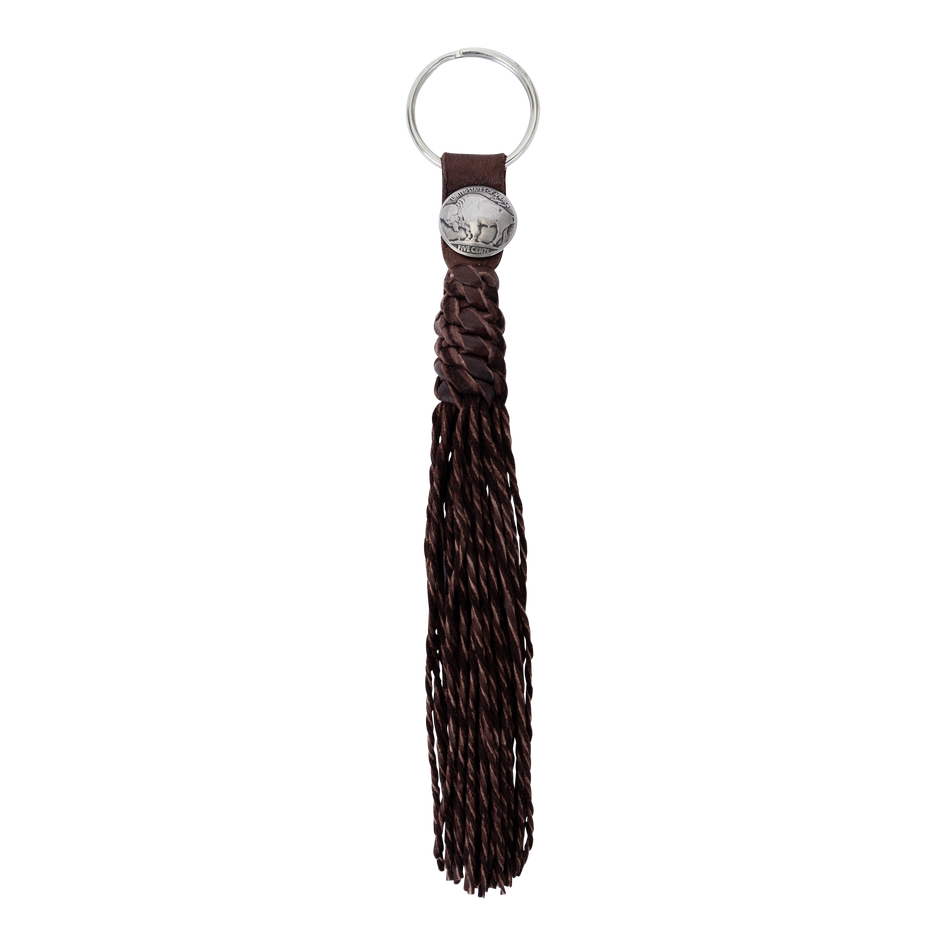 Greyson Clothiers Bison Coin Braided Leather Keychain in COGNAC