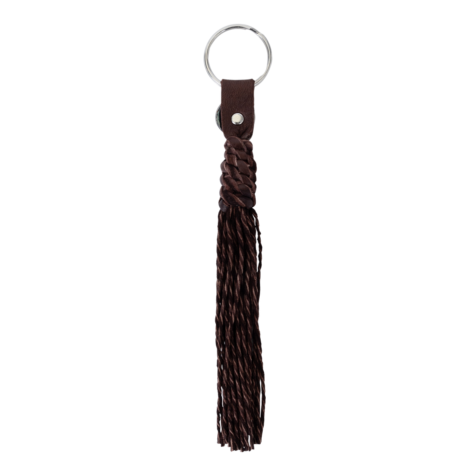 Greyson Clothiers Bison Coin Braided Leather Keychain in COGNAC