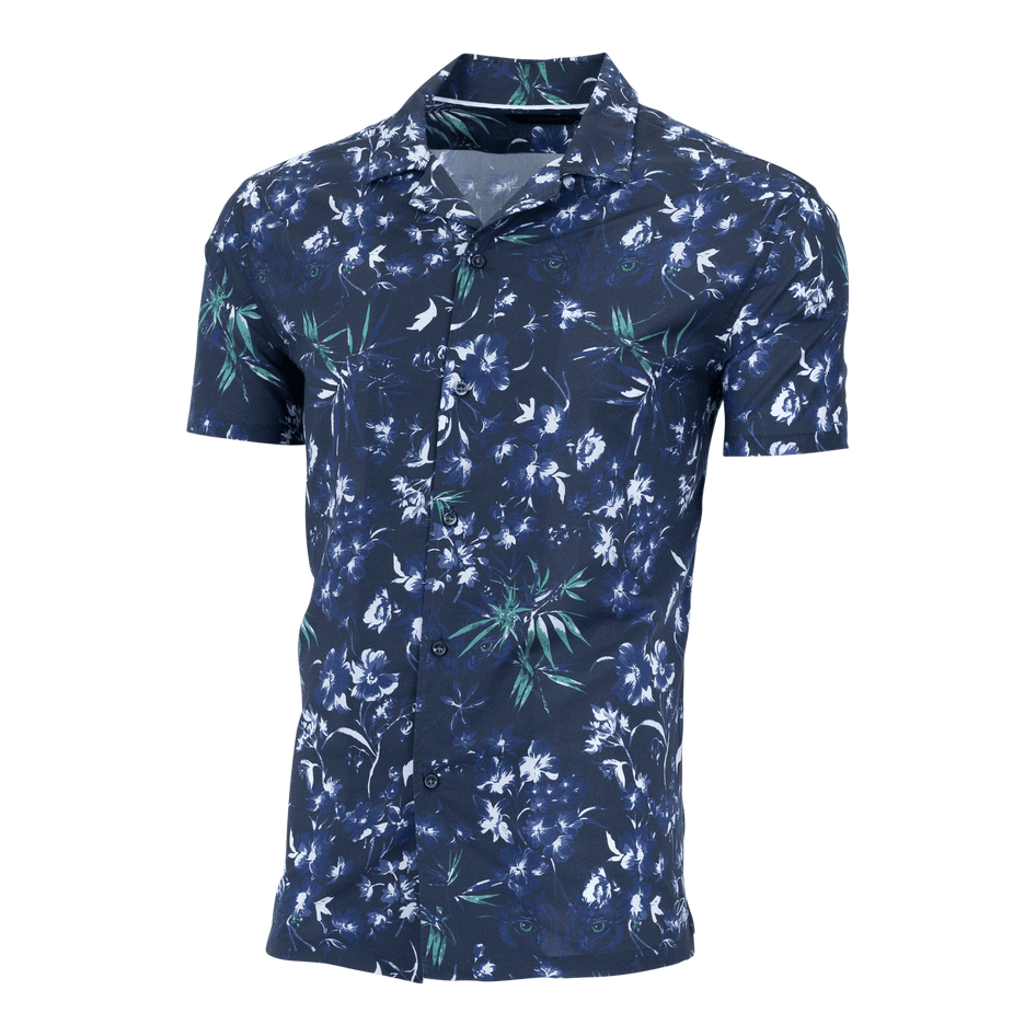 Greyson Clothiers Dark Floral Lincoln Camp Shirt in MALTESE BLUE
