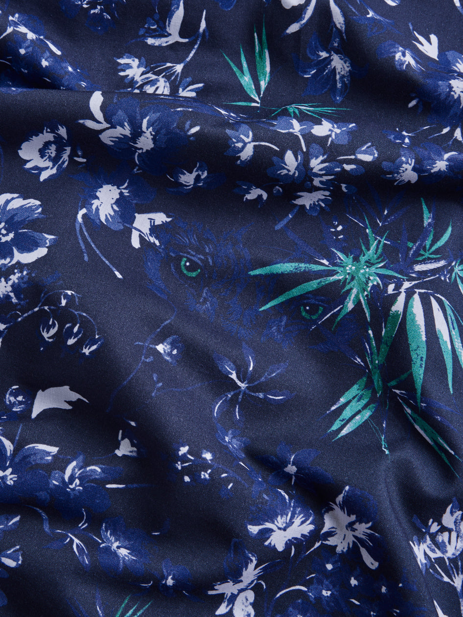 Greyson Clothiers Dark Floral Lincoln Camp Shirt in MALTESE BLUE