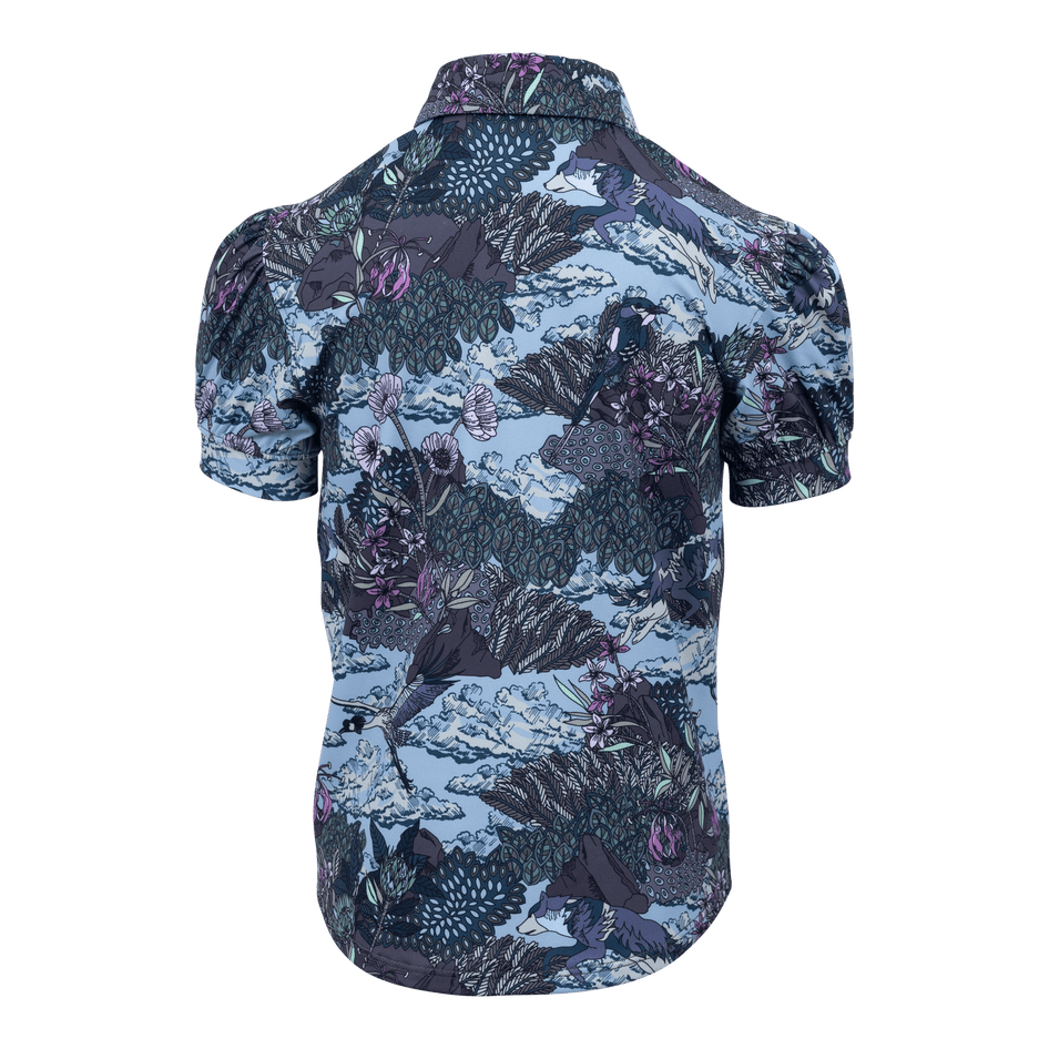 Greyson Clothiers Girl's In The Clouds Scarlett Puff Sleeve Polo in WOLF BLUE