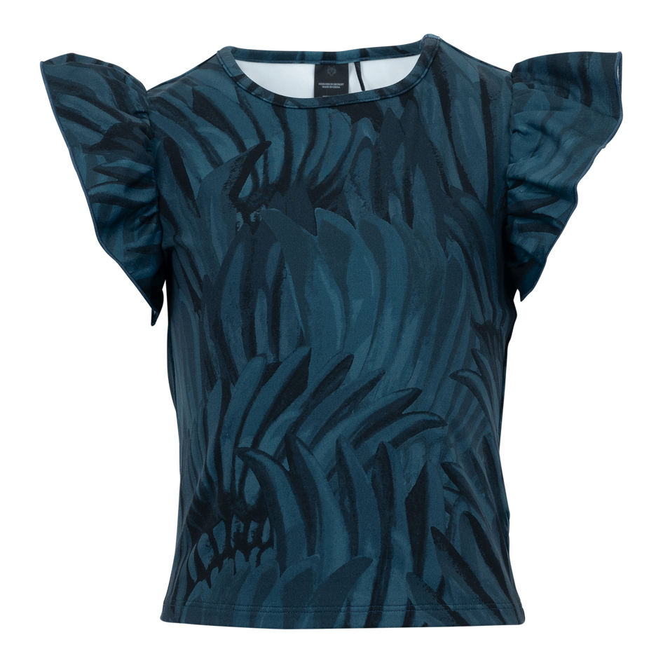 Greyson Clothiers Girl's Camo Feather Sophia Top in AEGEAN