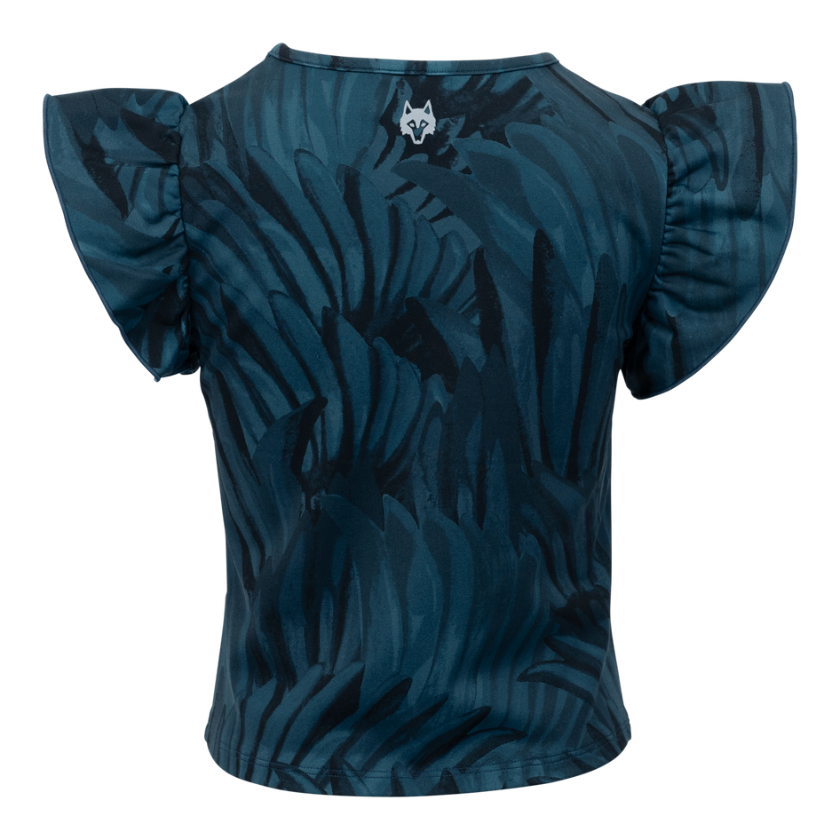 Greyson Clothiers Girl's Camo Feather Sophia Top in AEGEAN