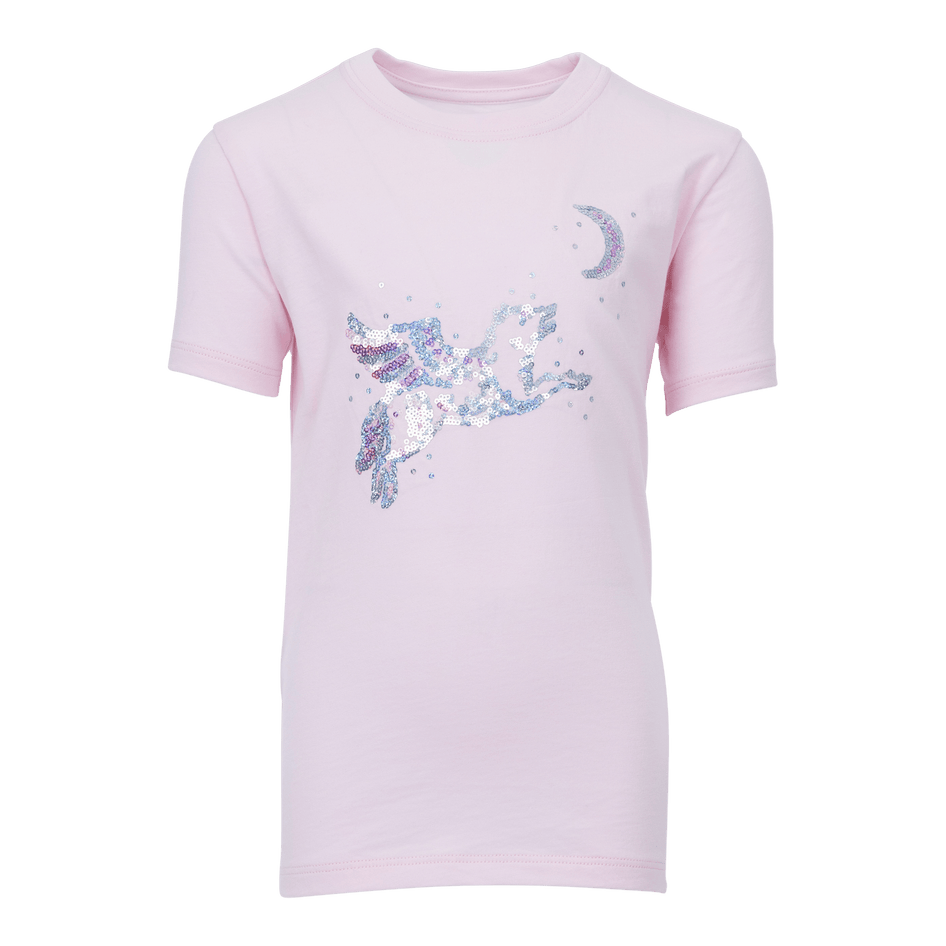 Greyson Clothiers Girl's Sequin Winged Wolf Tee in BALLET SLIPPER