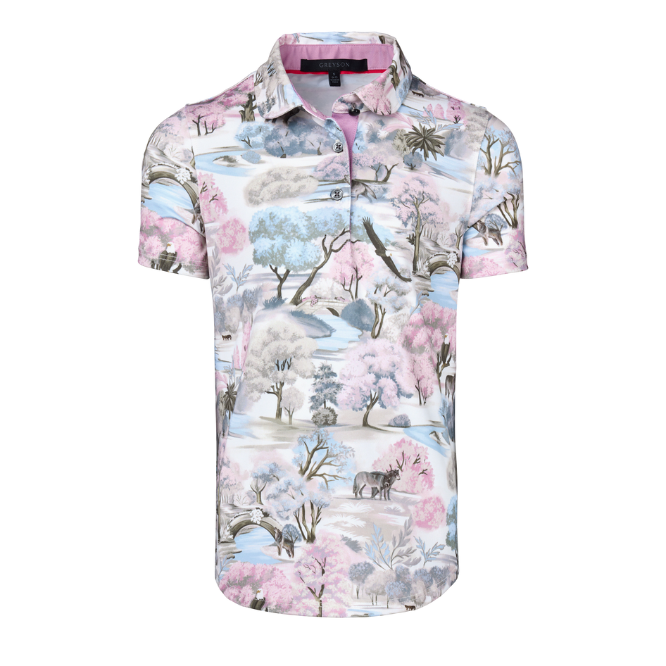 Greyson Clothiers Girls' Scarlett Wolves Roam Short Sleeve Polo