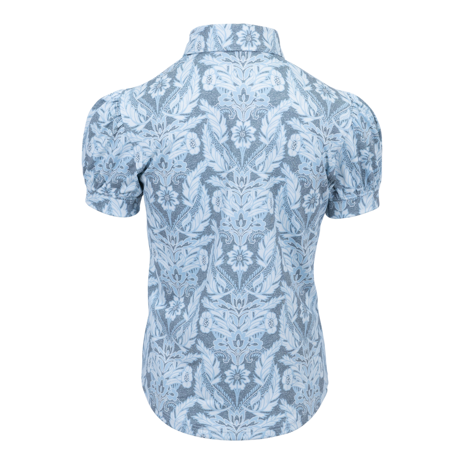 Greyson Clothiers Girl's Snow Bird Scarlett Puff Sleeve Polo in MINERAL MIST