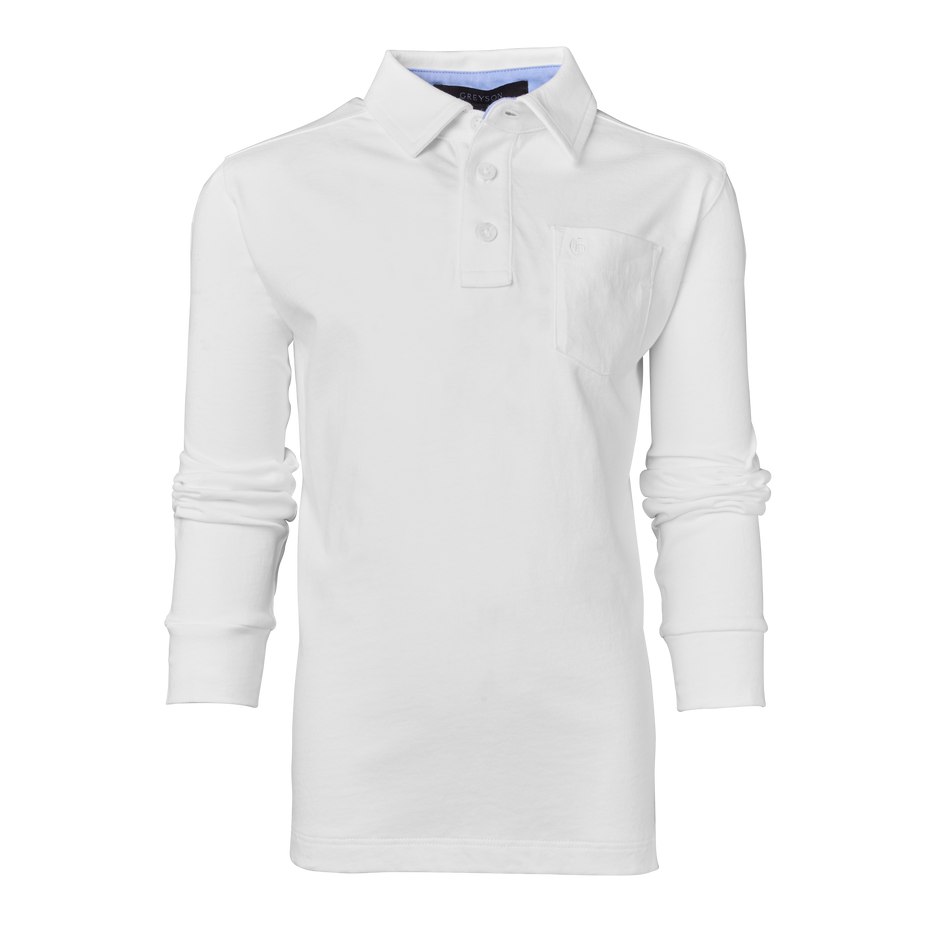 Greyson Clothiers Boy's Spirit Long Sleeve Polo in ARCTIC
