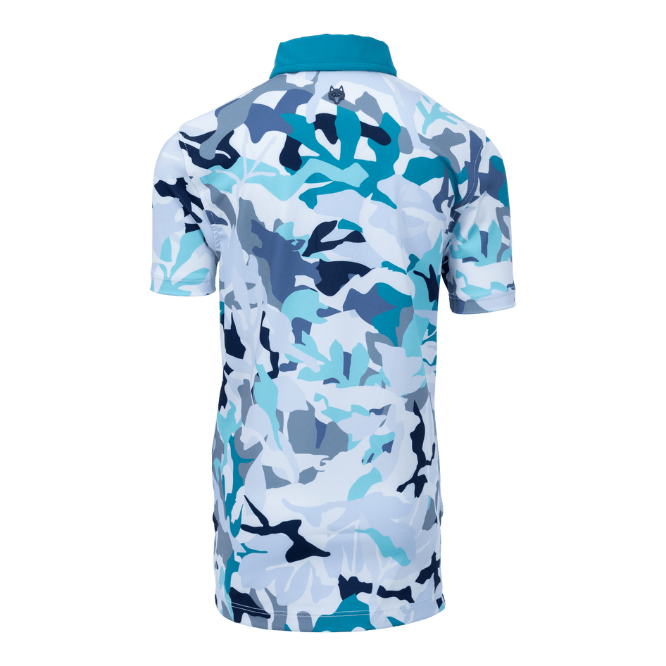 Greyson Clothiers Boy's Forest Camo Polo in CYANO