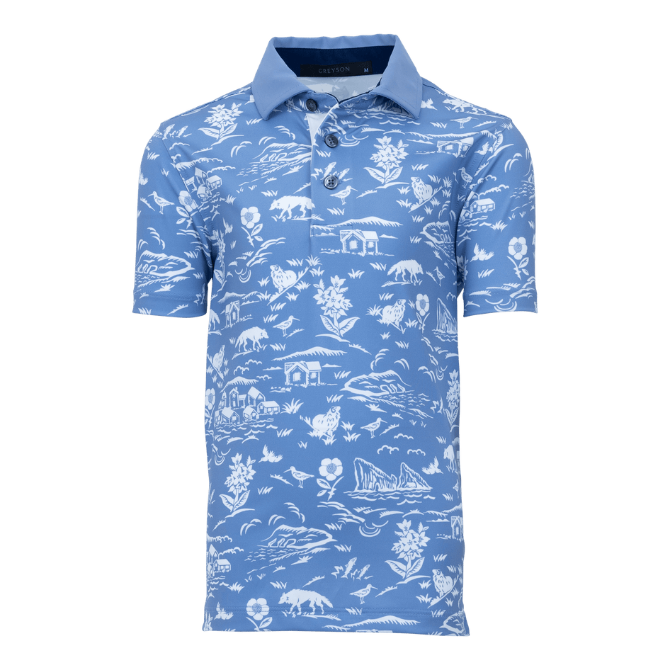 Greyson Clothiers Boy's Hidden Village Polo in CLOUD