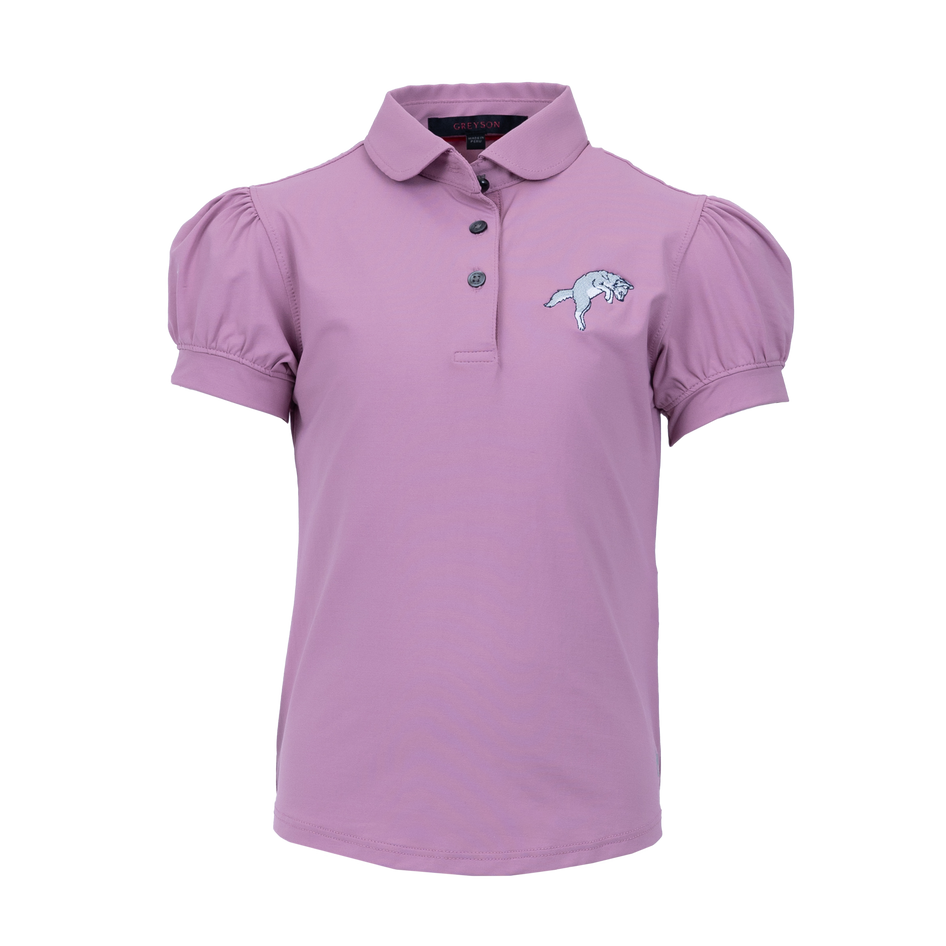 Greyson Clothiers Girl's Pouncing Wolf Scarlett Polo in ROSE QUARTZ