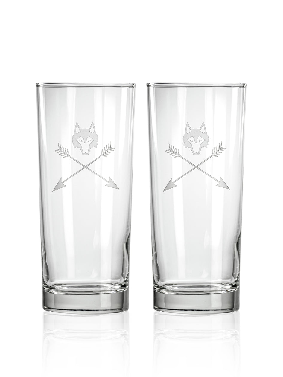 Greyson Clothiers Wolf and Arrows High Ball Glass Set in CLEAR